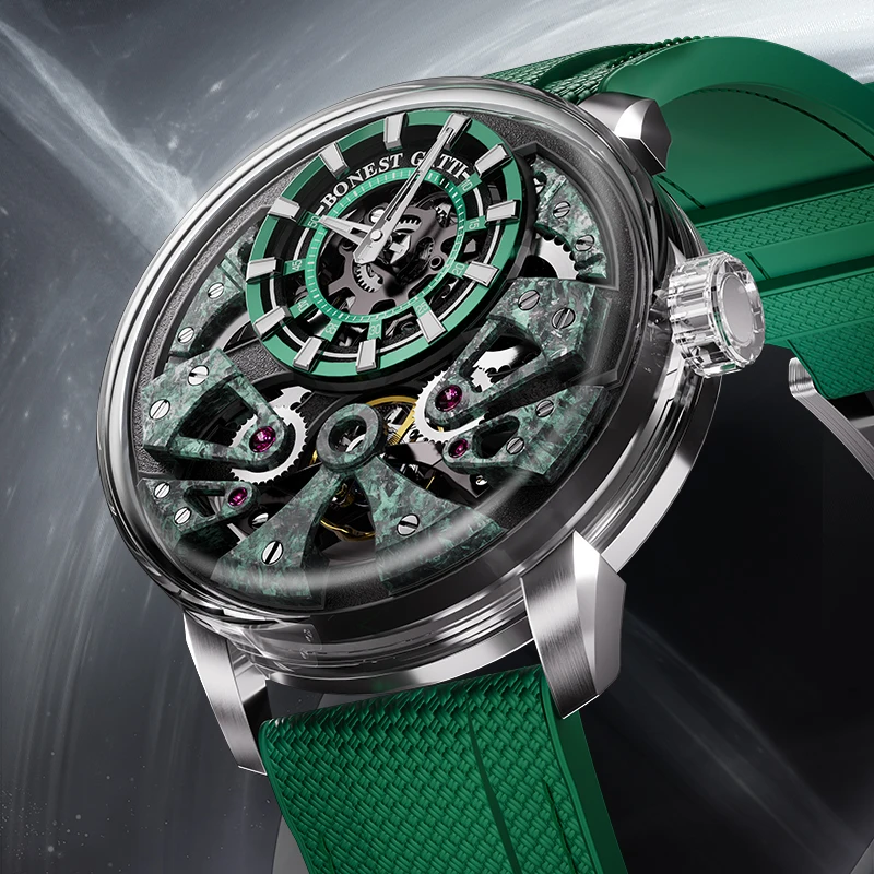 BONEST GATTI Men Automatic Mechanical Watch Sapphire Glass 316 Stainless Steel Skeleton German Brand watches waterproof