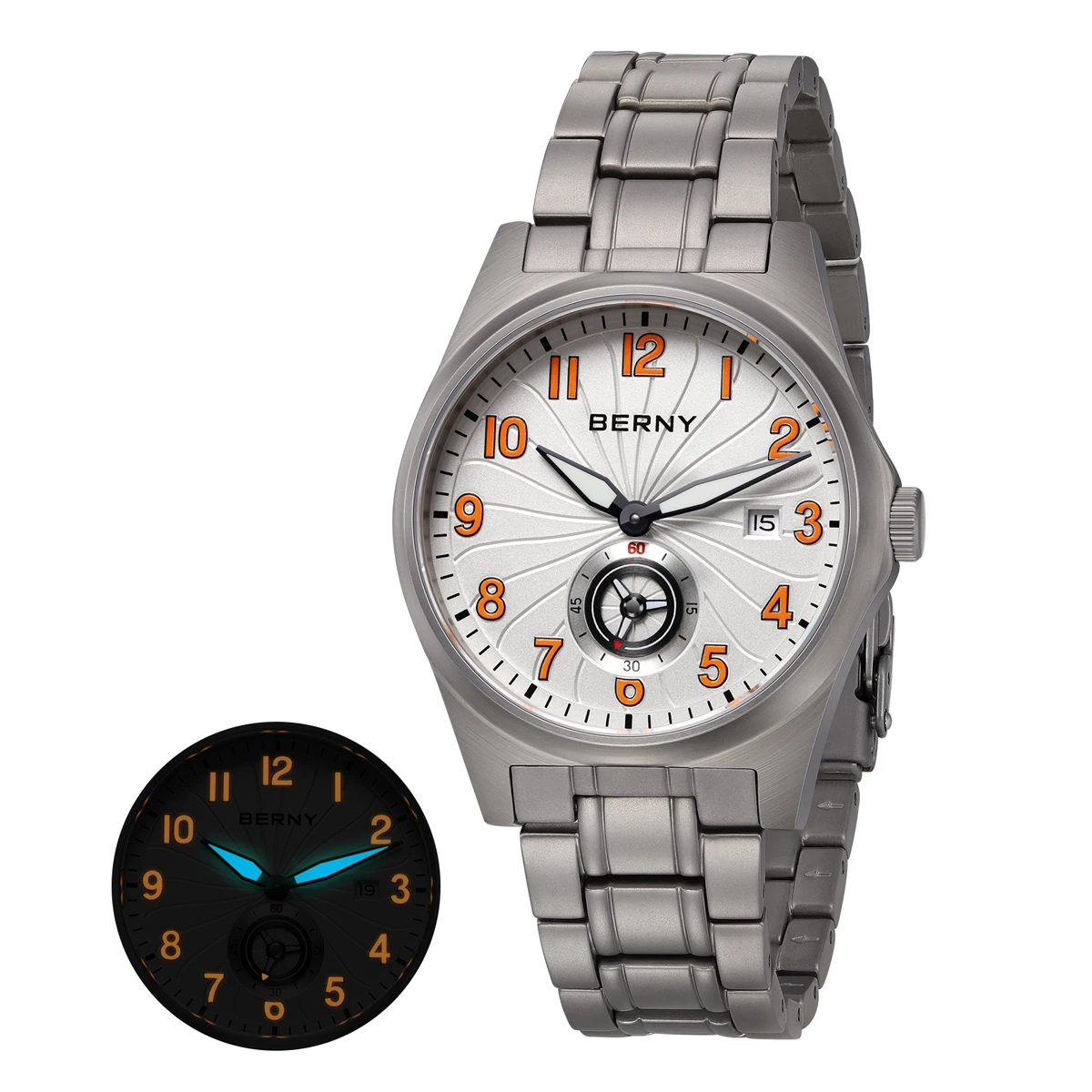 BERNY Men's Full Titanium Mechanical Watch Automatic Wristwatch with 10ATM Waterproof Sapphire ST1731 Super Luminous Men Watches