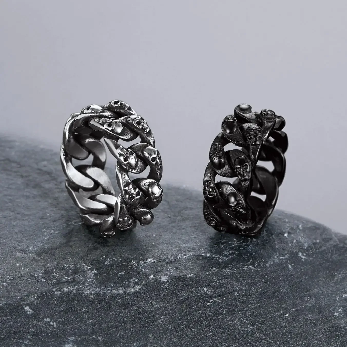 Stainless Steel Skull Rings Collection – Gothic Punk Skeleton Rings, US 7–14