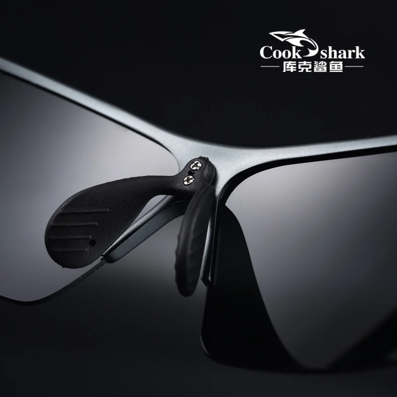 Cook Shark 8681 Rimless Shield Polarized Sunglasses — Al-Mg, 148mm, Wide Curved Lens, 3 Colours
