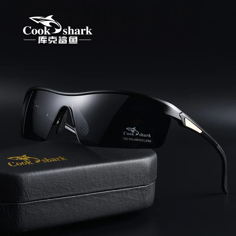 Cook Shark 8681 Rimless Shield Polarized Sunglasses — Al-Mg, 148mm, Wide Curved Lens, 3 Colours
