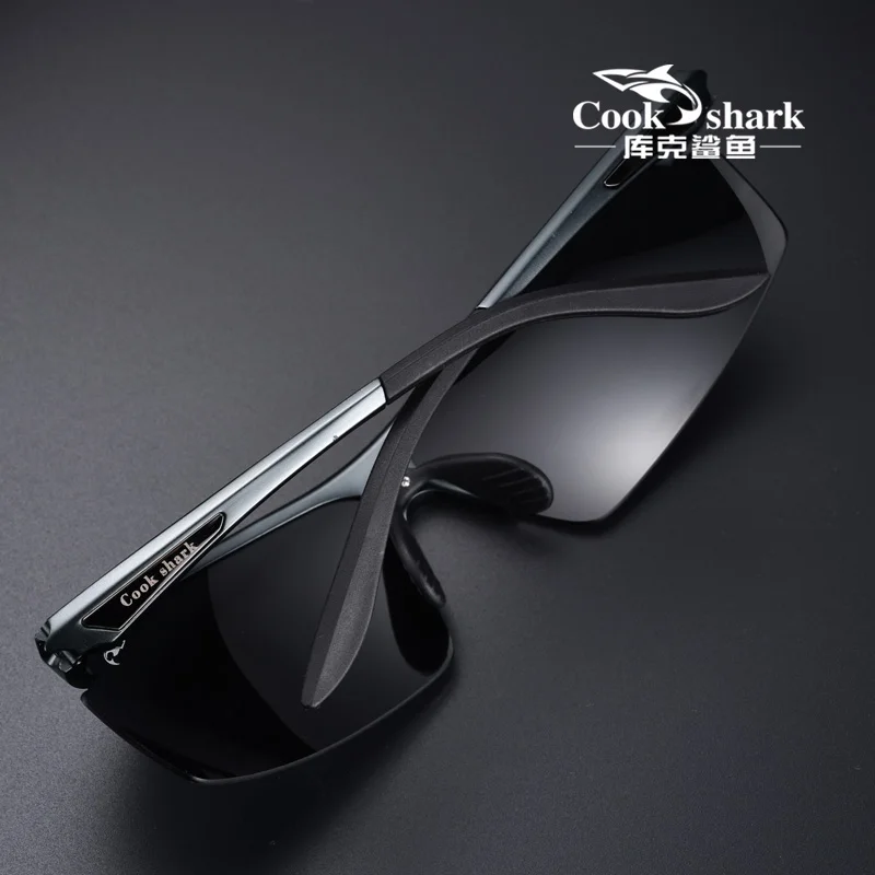 Cook Shark 8681 Rimless Shield Polarized Sunglasses — Al-Mg, 148mm, Wide Curved Lens, 3 Colours