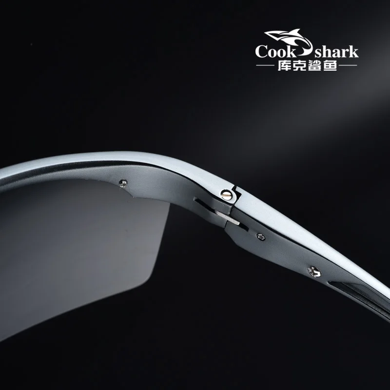Cook Shark 8681 Rimless Shield Polarized Sunglasses — Al-Mg, 148mm, Wide Curved Lens, 3 Colours
